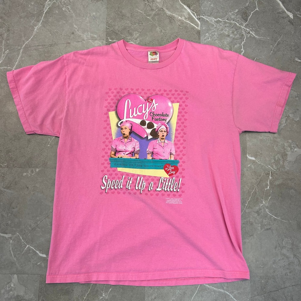 Vintage I Love Lucy Graphic Tee Mens XL Lucille Ball Short Sleeve Shirt Speed Up